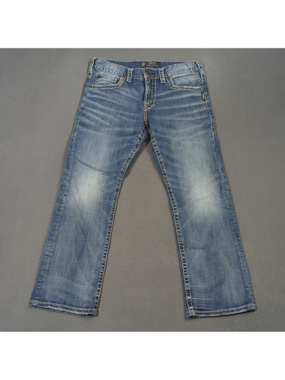 Silver Jeans Men's 31x30 Fits 33x29 Blue Zac Relaxed Fit Straight Leg Denim